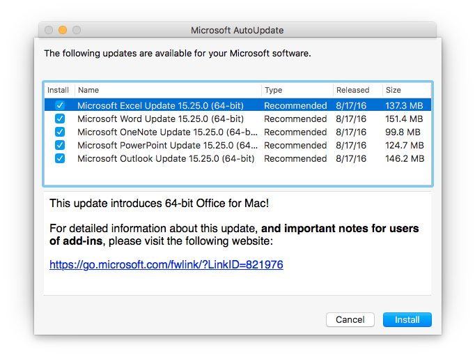 microsoft autoupdate mac update error